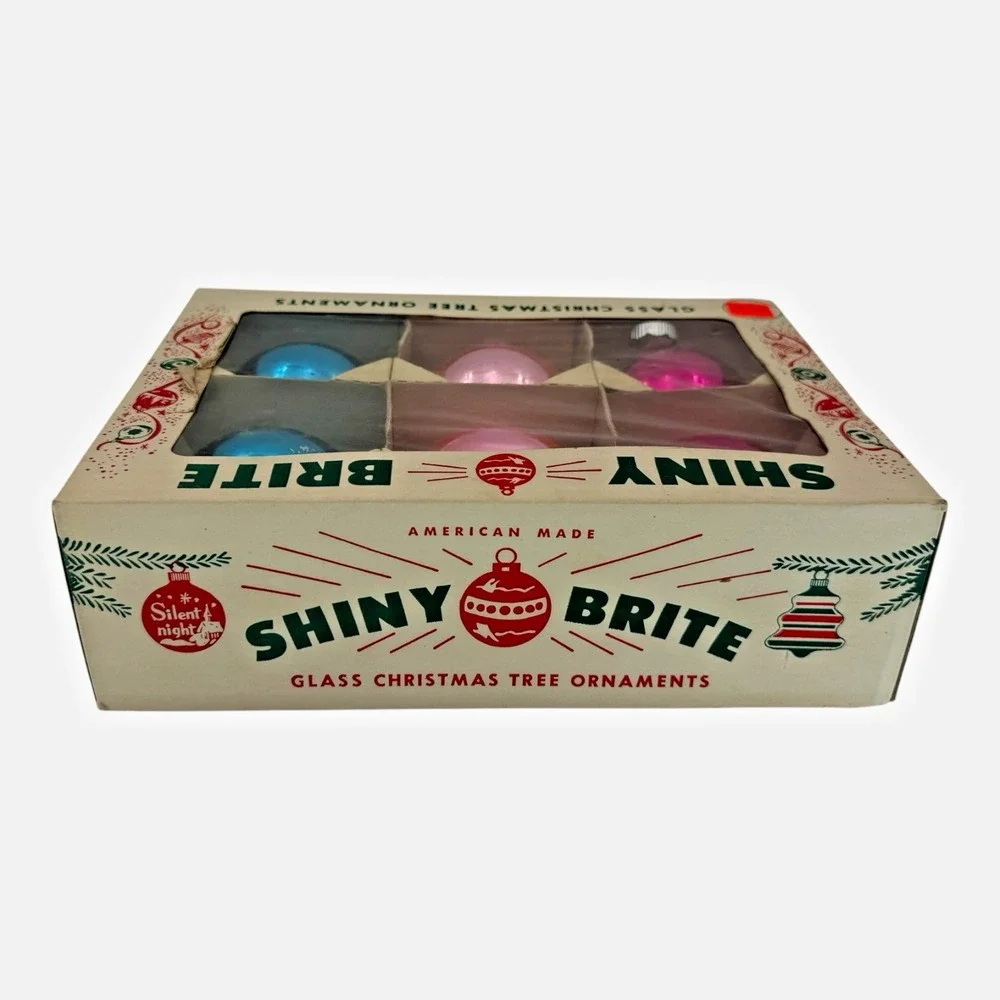 Shiny Brite Ornaments Unisex 4in Multicolor Good Vintage Jumbo Mercury Glass 6ct